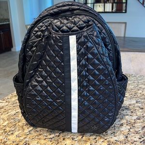 Oliver Thomas Washable Tennis Backpack in Black with White Stripe